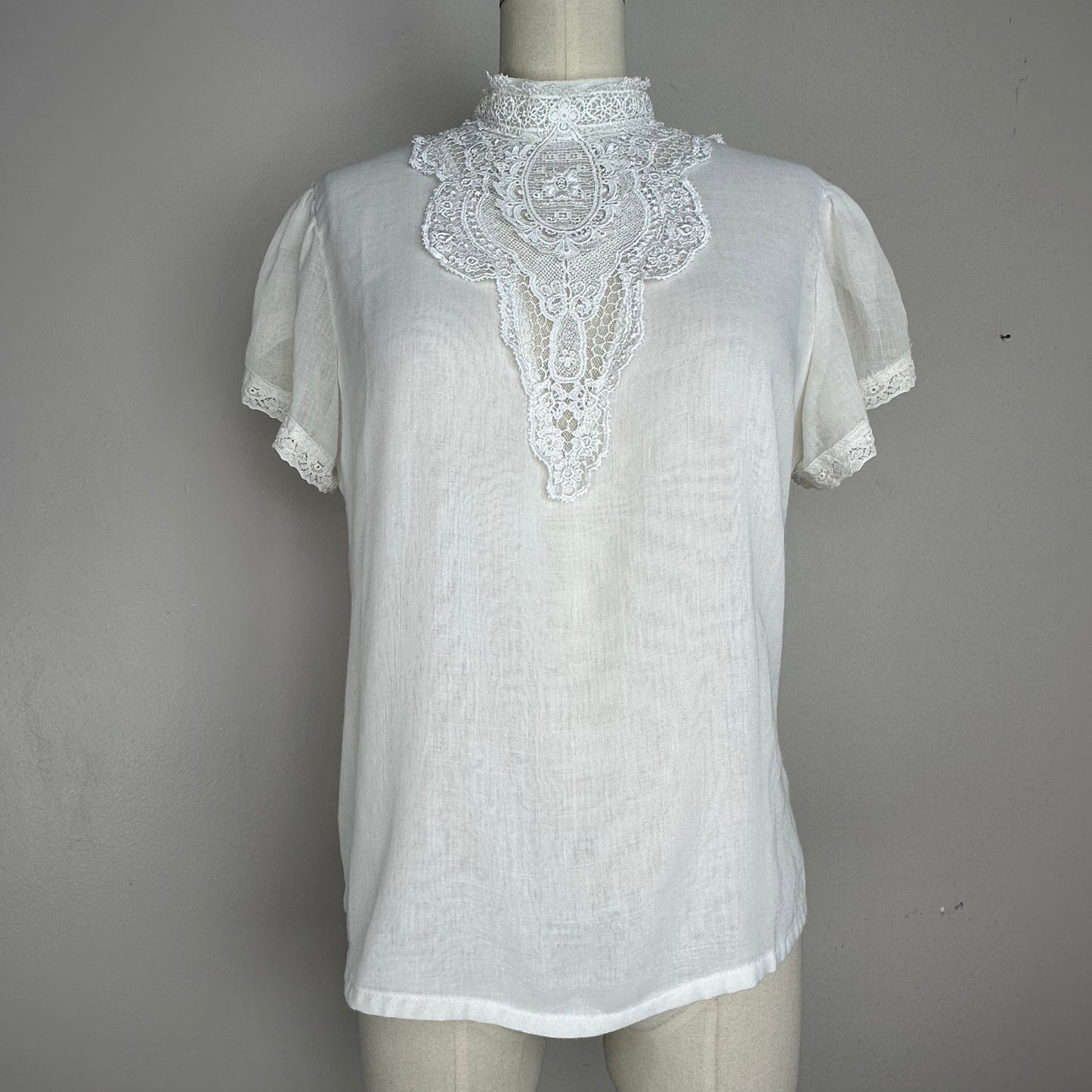 1970s/80s Gunne Sax Sheer Off-White Blouse, Jessica’s Gunnies Size S/M