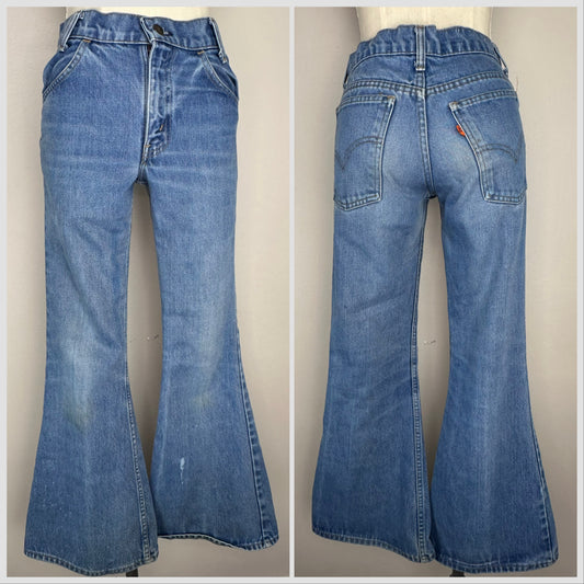 1970s Levi’s 784 Bell Bottom Blue Jeans, 28x29.5