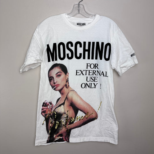 1990s Moschino Parfum T-Shirt, Size Medium, For External Use Only