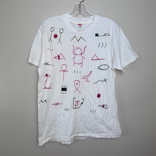 1980s/90s Hand Drawn Egyptian Symbols T-Shirt, Size Medium