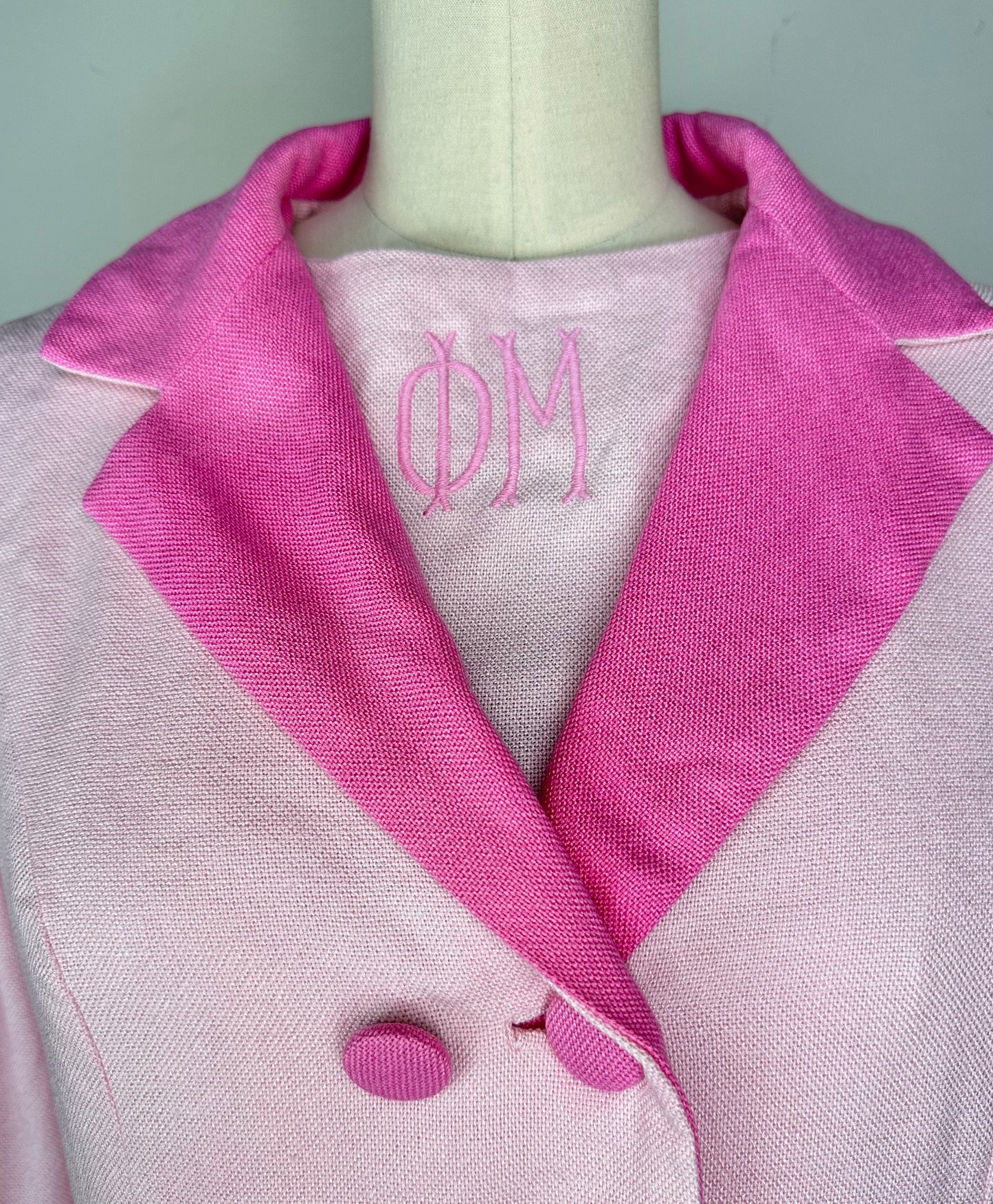 1960s Phi Mu Sorority Pastel Pink Suit, Dress and Jacket, Size XS