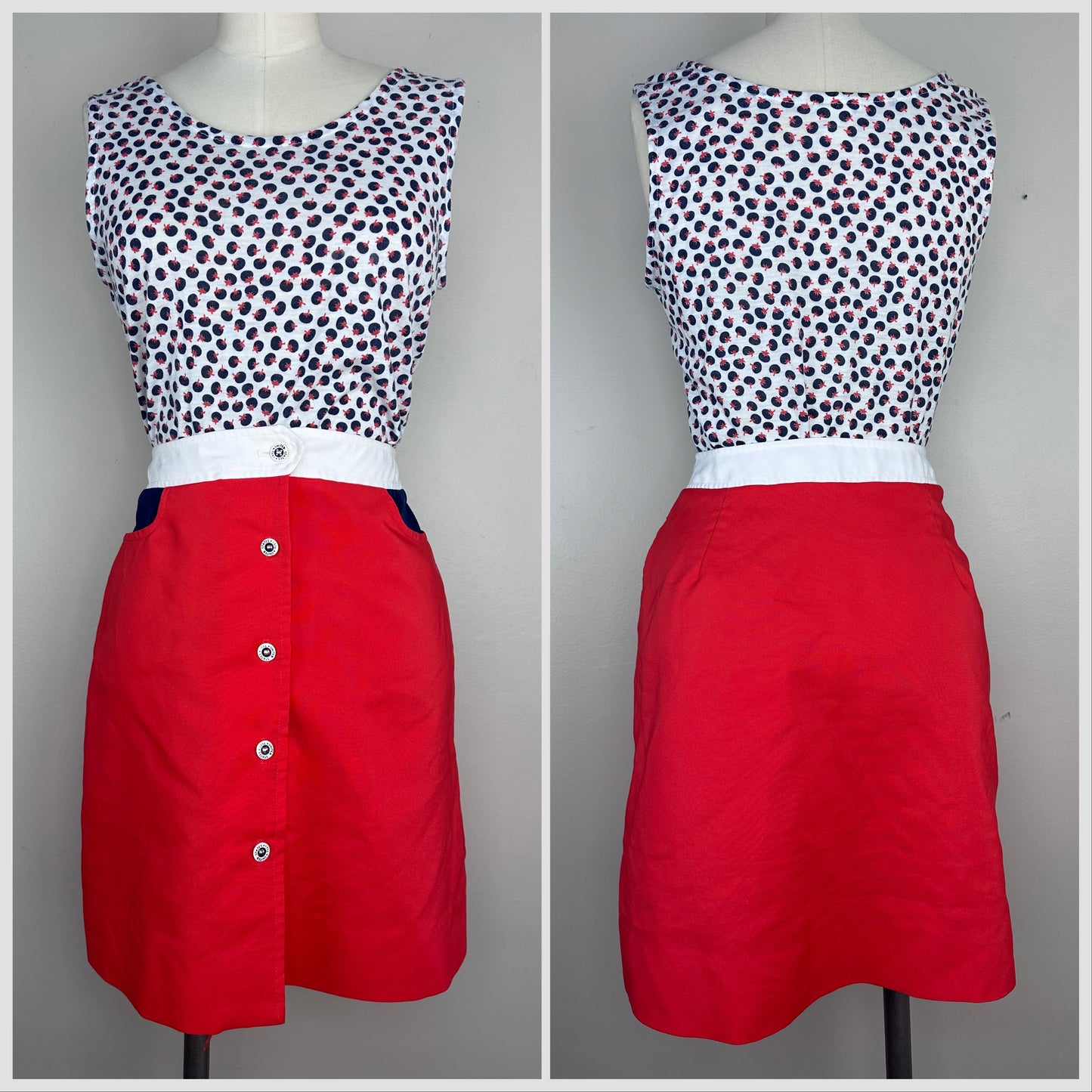 1970s Red White and Blue Skort, Quantum! Sportswear Size Small, Mini Skirt