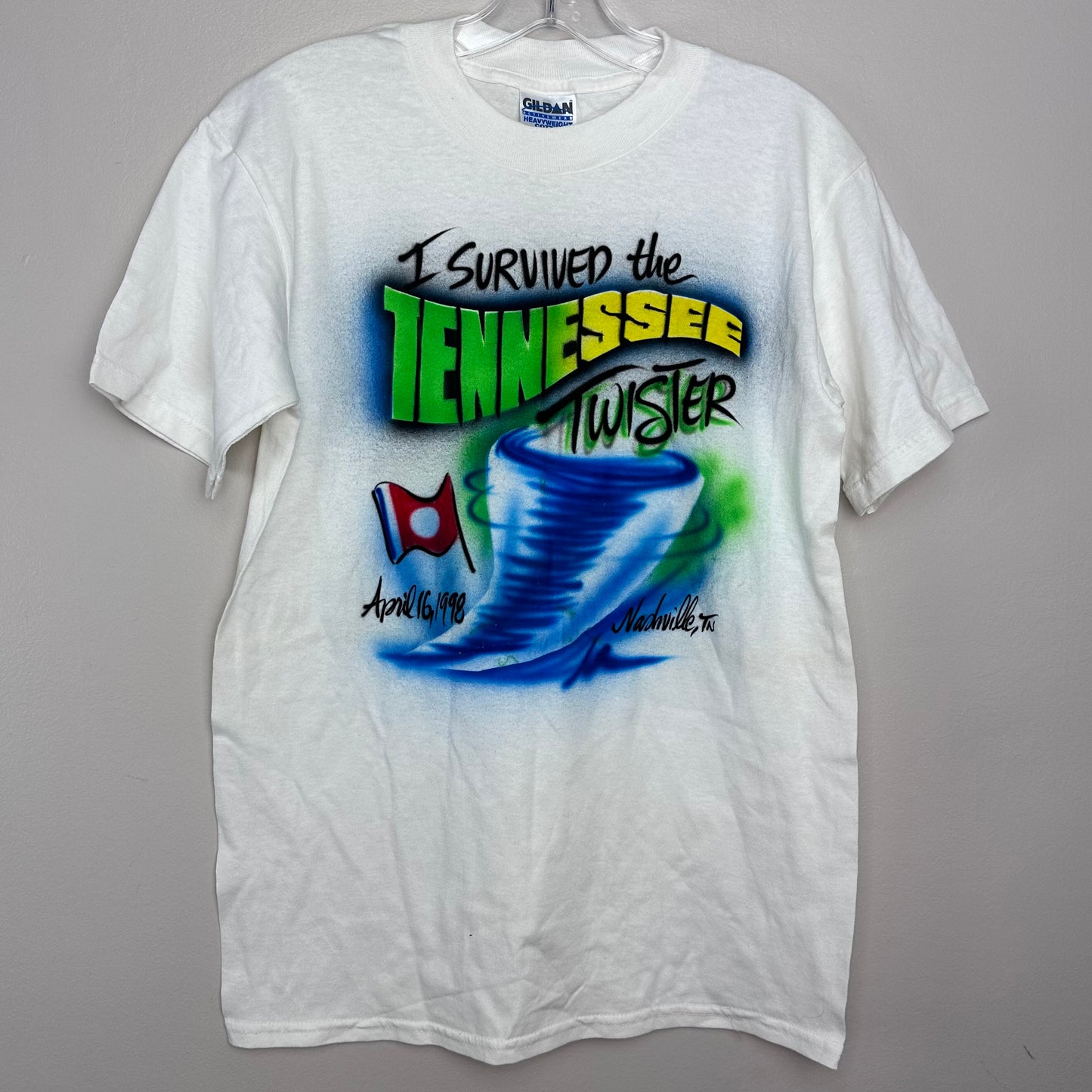 1990s Airbrush T-Shirt, Size Small, I Survived The Tennessee Twister April 16, 1998 Nashville TN