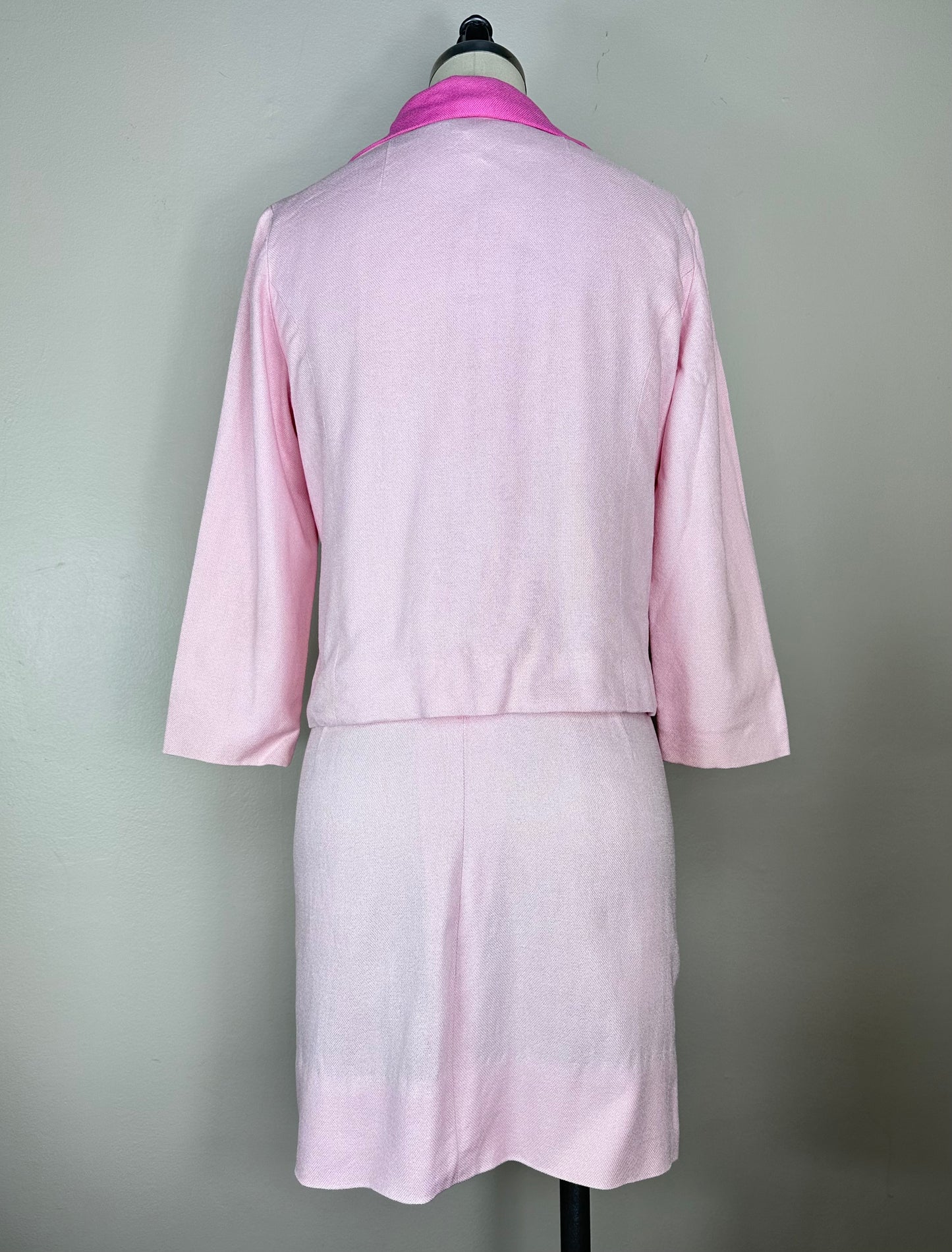 1960s Phi Mu Sorority Pastel Pink Suit, Dress and Jacket, Size XS