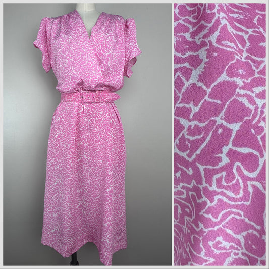 1970s/80s Pink Dress, Lady Carol Petites Size L/XL