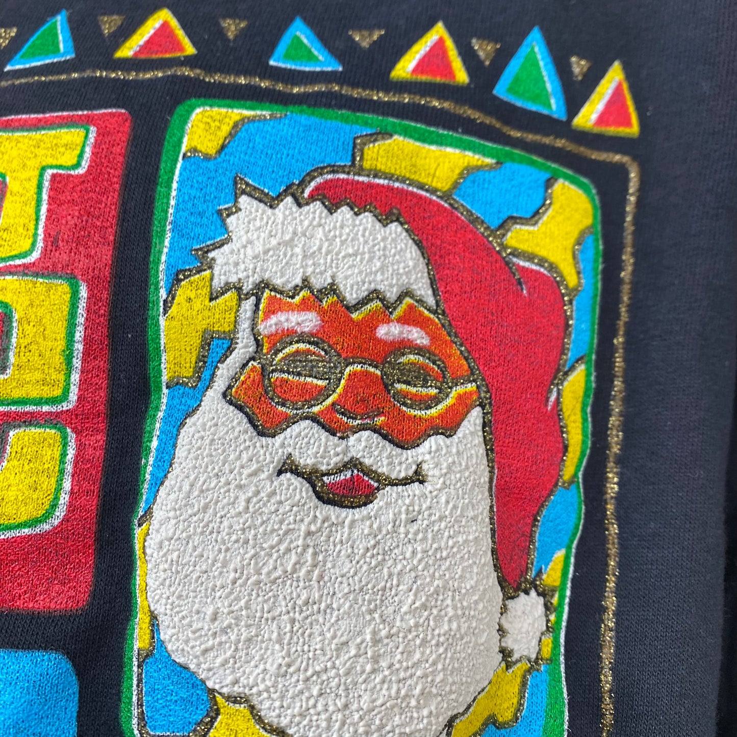 1990s Merry X-Mas Sweatshirt, One Stop Size Medium, Puff Paint, Glitter, Deadstock with Tags