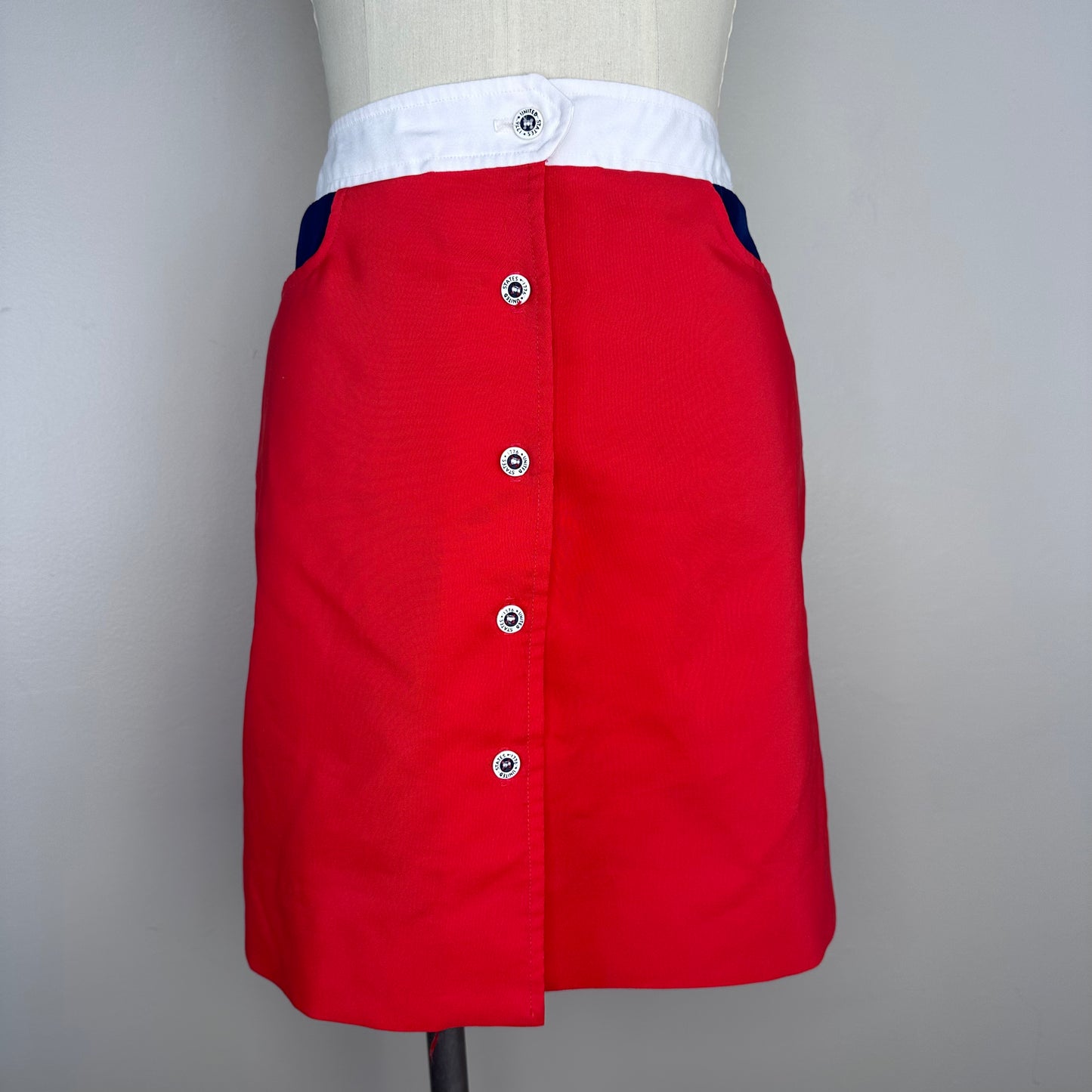 1970s Red White and Blue Skort, Quantum! Sportswear Size Small, Mini Skirt