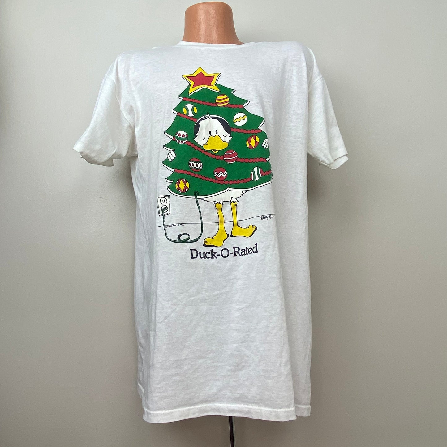 1990s Christmas T-Shirt, Size XL, Duck-O-Rated, Patty Reiss, Free Style