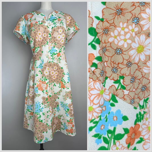 1970s Floral Double Knit Dress, It’s Better Size L/XL