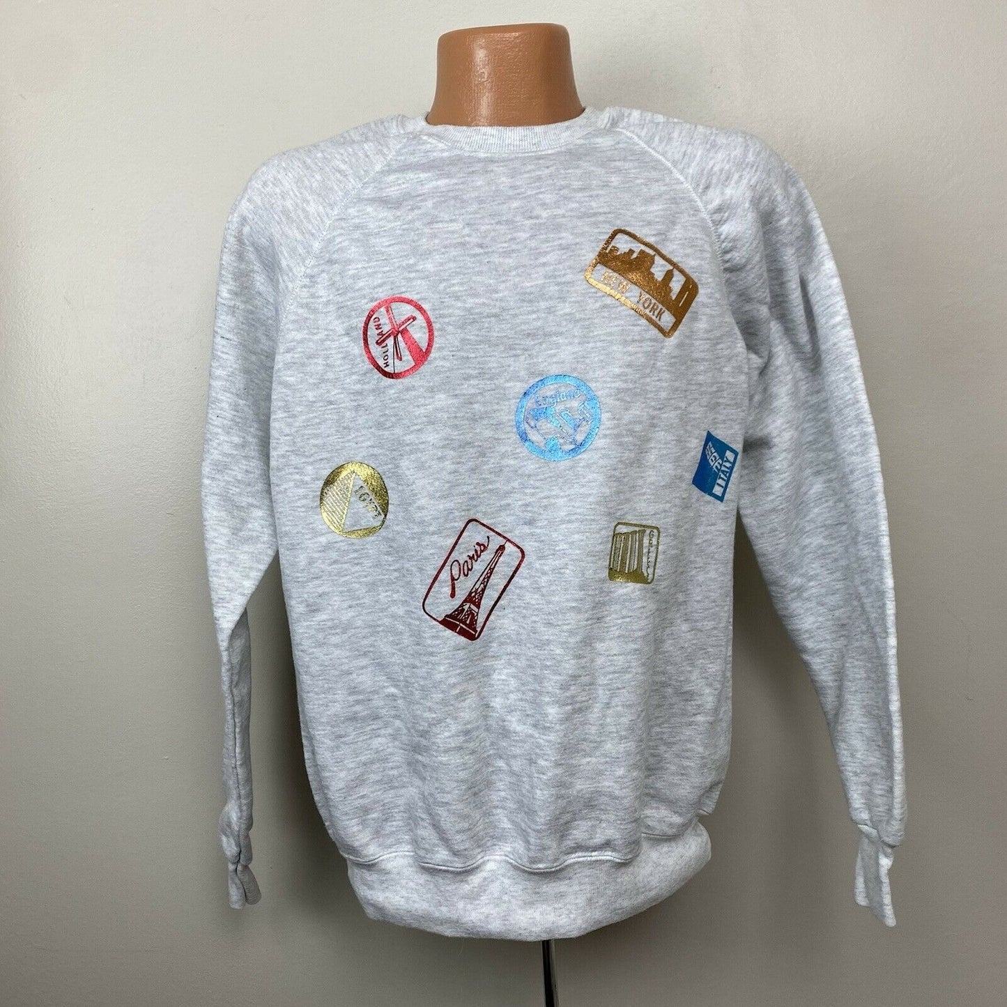 1990s World Travel Sweatshirt, Size Large, Foil Print