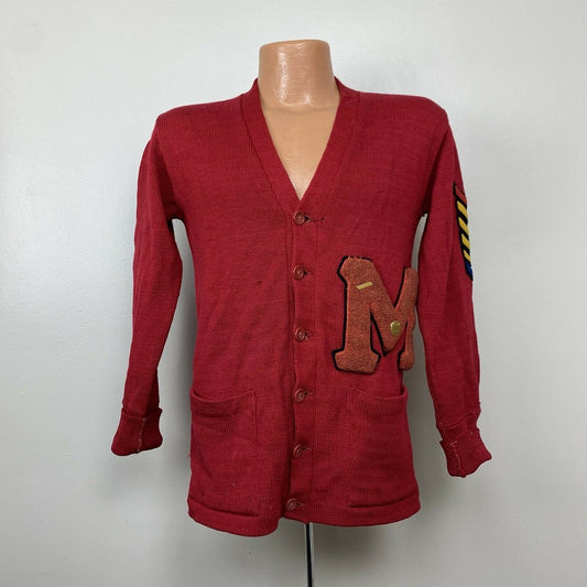 1940s Varsity Cardigan Letter Sweater, Memphis University School, Distressed