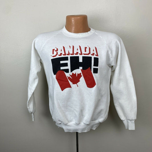 1970s/80s Canada Eh! Sweatshirt, Size Small, Canadian Flag, Souvenir