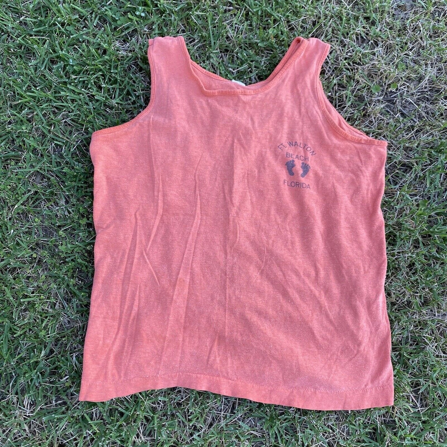 1960s Ft Walton Beach Tank Top, Sportswear Size S/M, Florida, Hang Ten, Sleeveless T-Shirt