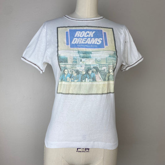 1970s Rock Dreams T-Shirt, Faded Glory Size XS/S, Guy Peellaert Book, David Bowie Bob Dylan Mick Jagger Elvis John Lennon