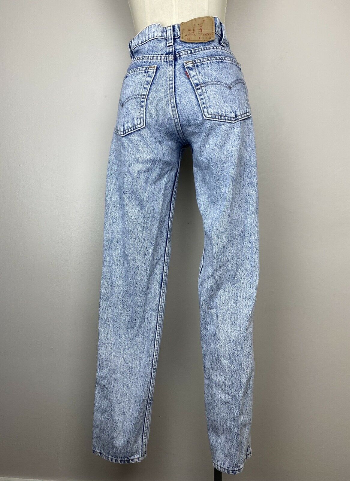 1980s Levi’s 512 Acid Wash Blue Jeans, 27"x32", Tapered Leg