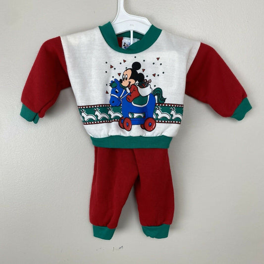 1980s Christmas Baby Mickey Mouse Sweatsuit, Disney Babies Size 9m, Sweatshirt and Pants Set