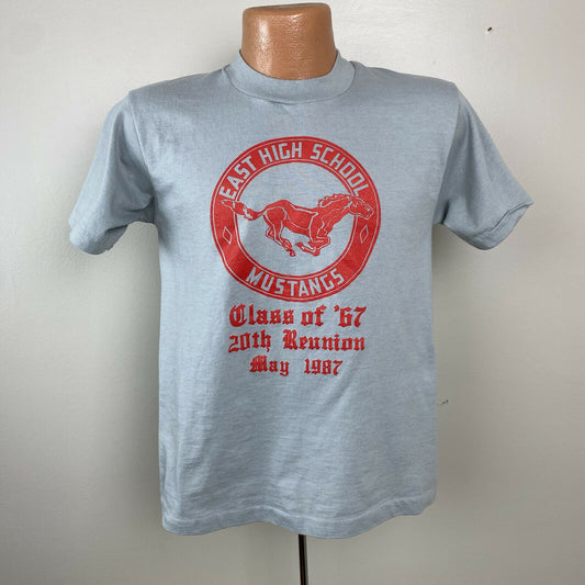 1980s East High School Mustangs T-Shirt, Screen Stars Size Medium, Memphis TN, Class Of 1967 Reunion