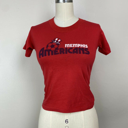 1980s Memphis Americans Soccer T-Shirt, Coke Is It, Sportswear size Youth 10/12, Kids Size 6/7, Adult Size XXS