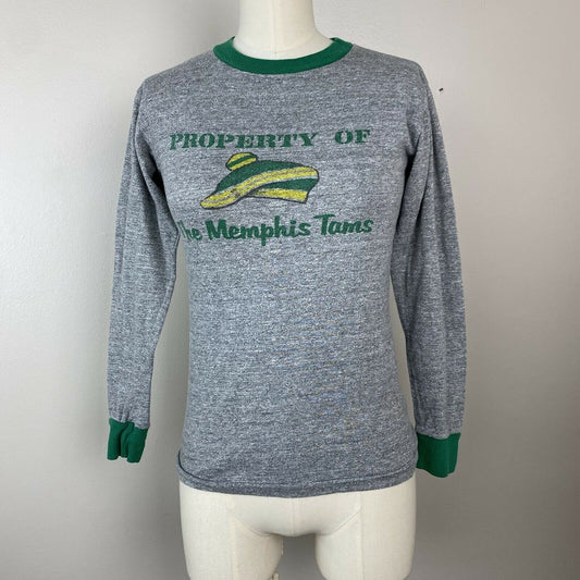 1970s Memphis Tams Long Sleeve Kids T-Shirt, Allison Youth Size Large 14-16/Adult XS, ABA Basketball, Triblend
