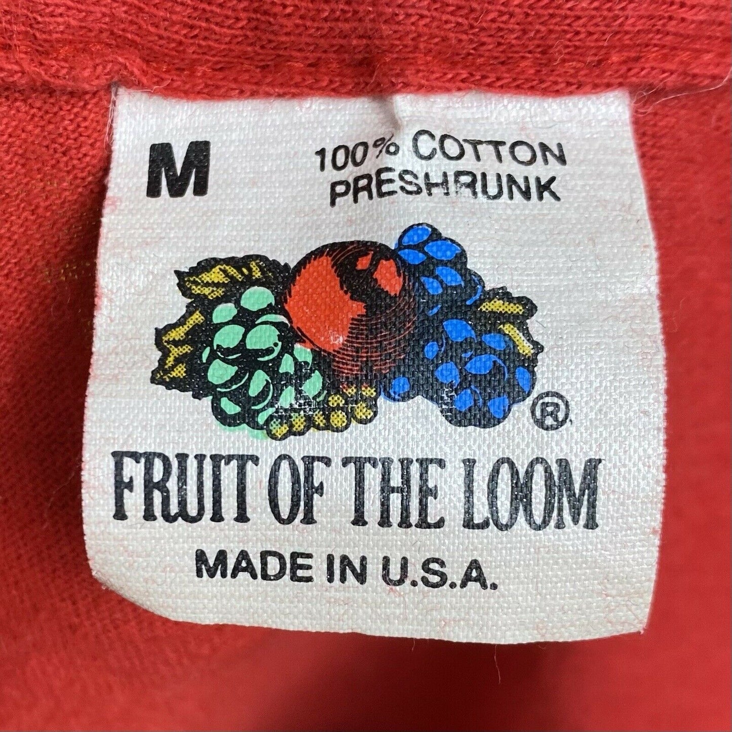 1980s Red Pocket T Shirt, Fruit of the Loom Size Small, Single Stitch Blank