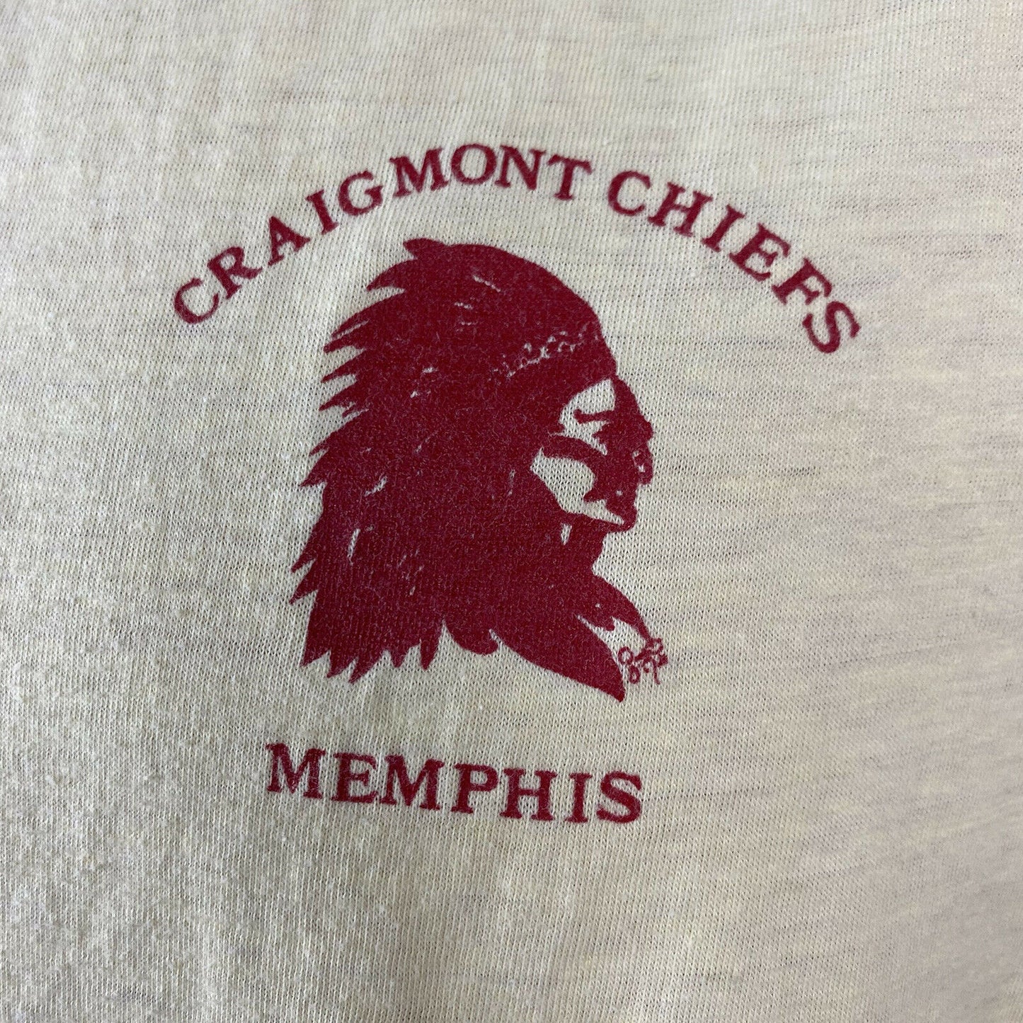 1980s Craigmont Chiefs T Shirt, Hanes Size Large, Memphis TN High School