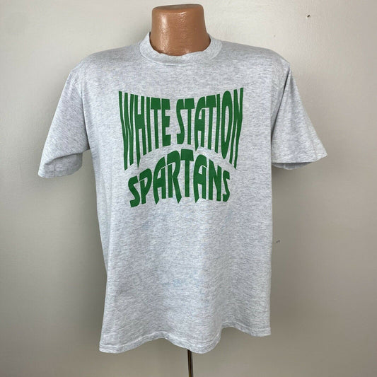 1980s White Station Spartans T-Shirt, Jerzees Size L/XL, Memphis TN High School