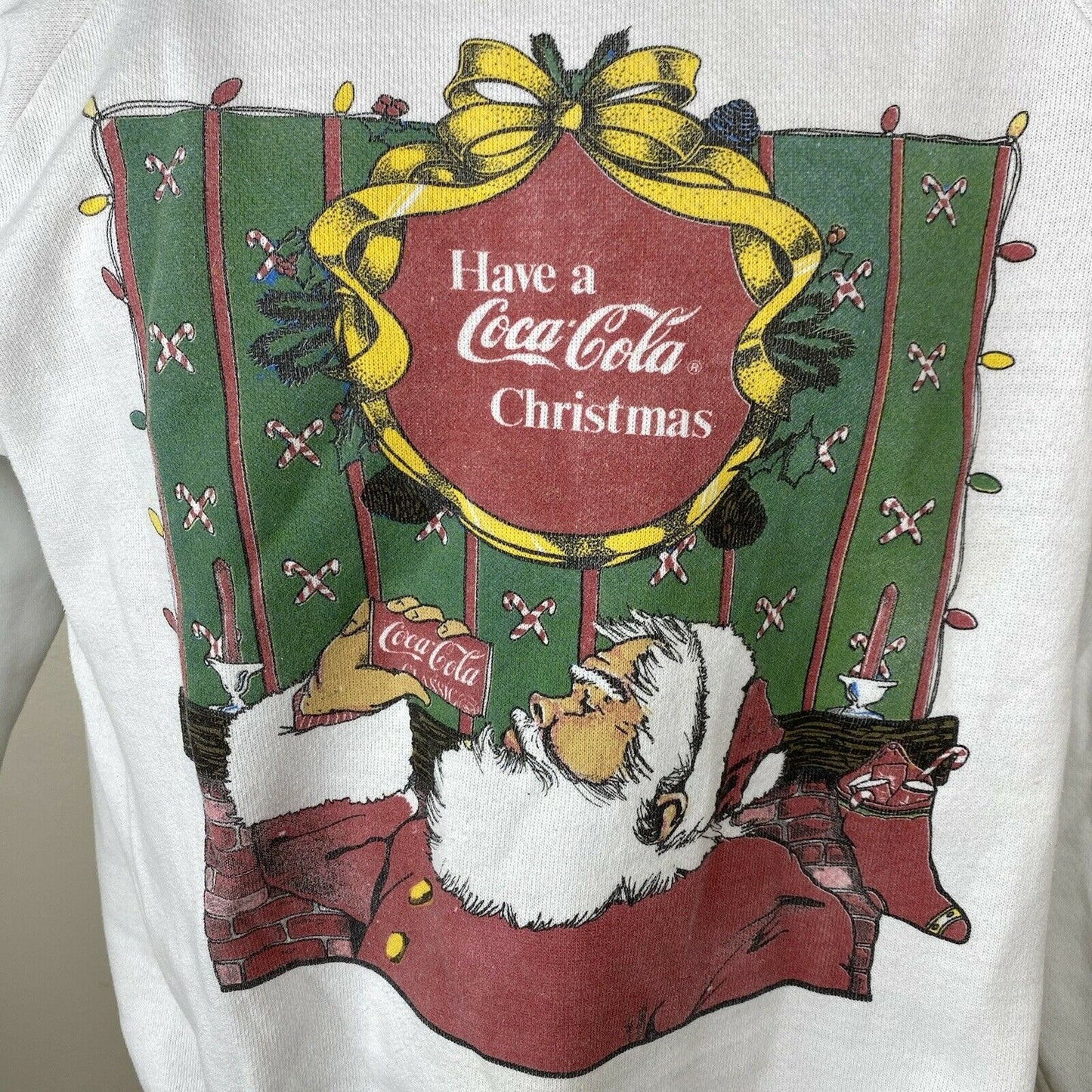 1980s Have A Coca Cola Christmas Sweatshirt, Hugger Size M/L, Coke Classic, Santa Claus