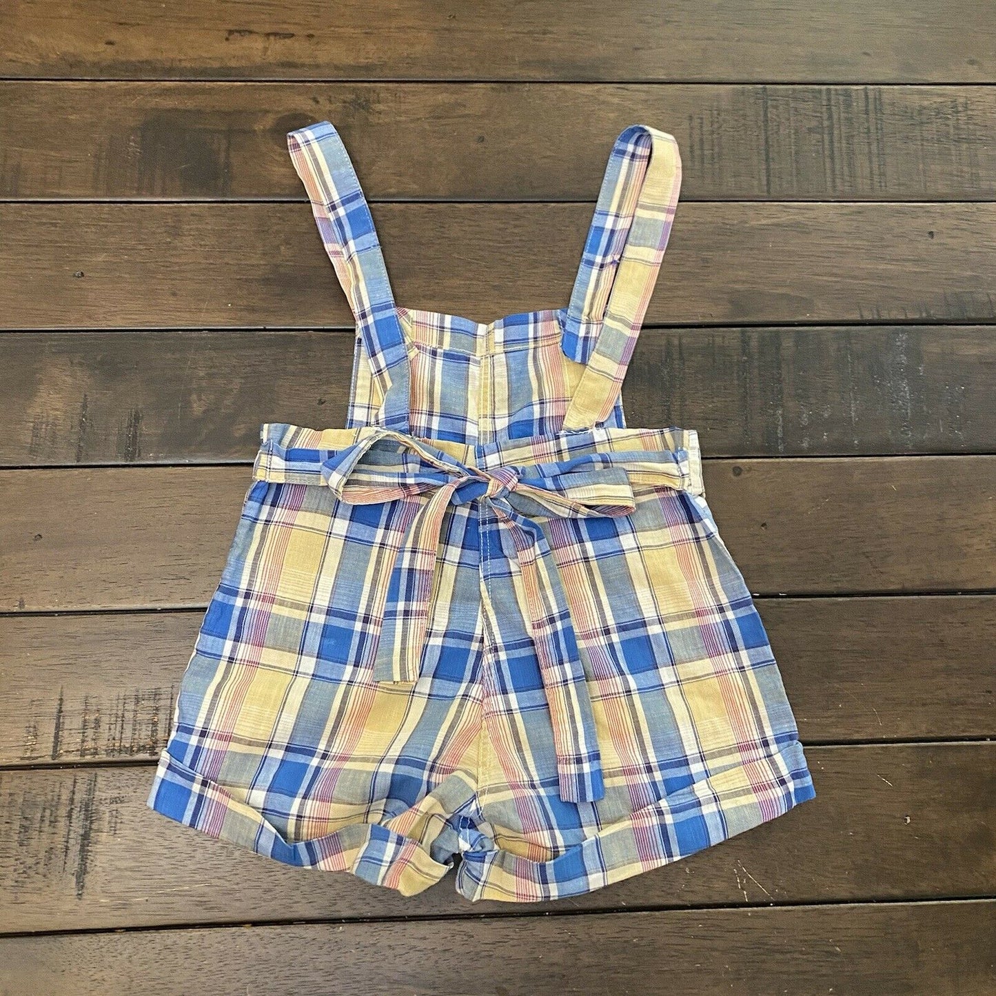 1940s Plaid Overall Playsuit, Mason Line Size 3T, Sunsuit, Romper