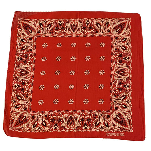 1950s/60s Red Bandana, RN 14240, 19.75”x19.75”, Selvedge Edge, Paisley Print
