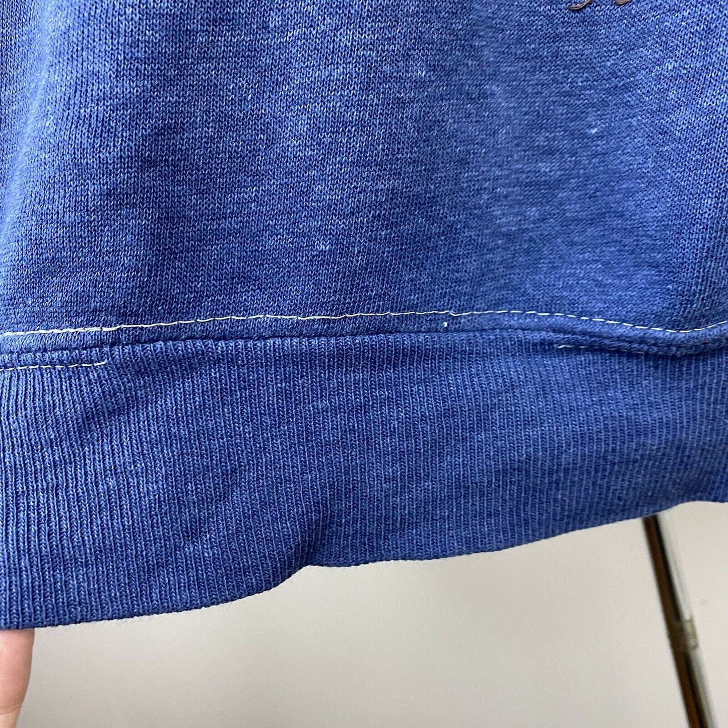 1970s Distressed Blue Sweatshirt, Sportswear Size M/L, Raglan Crewneck