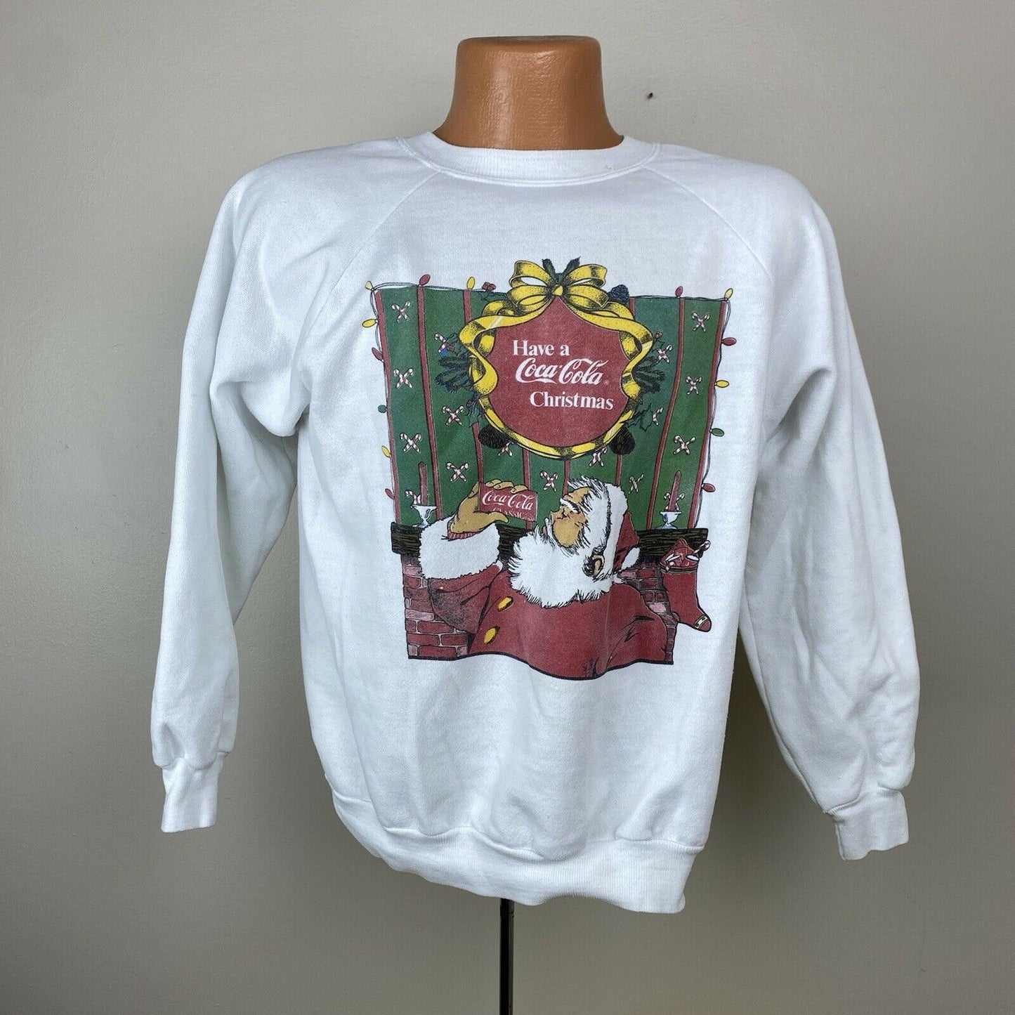 1980s Have A Coca Cola Christmas Sweatshirt, Hugger Size M/L, Coke Classic, Santa Claus