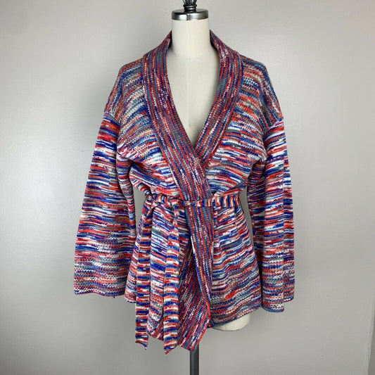 1970s Jantzen Space Dye Belted Cardigan Sweater, Size Small