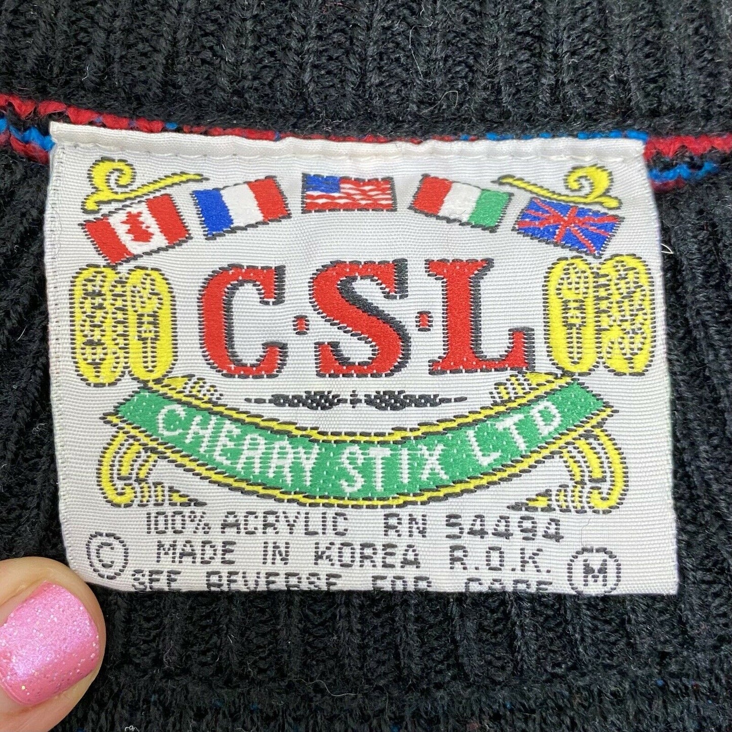 1980s Ice Skater Slouchy Sweater, Cherry Stix Ltd Size Medium