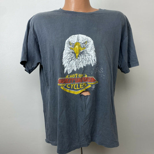 1980s Harley Davidson Motorcycles T-Shirt, Size L/XL, Topeka Dealer, Holoubek, Thrashed Faded Biker Tee, Historic Harley