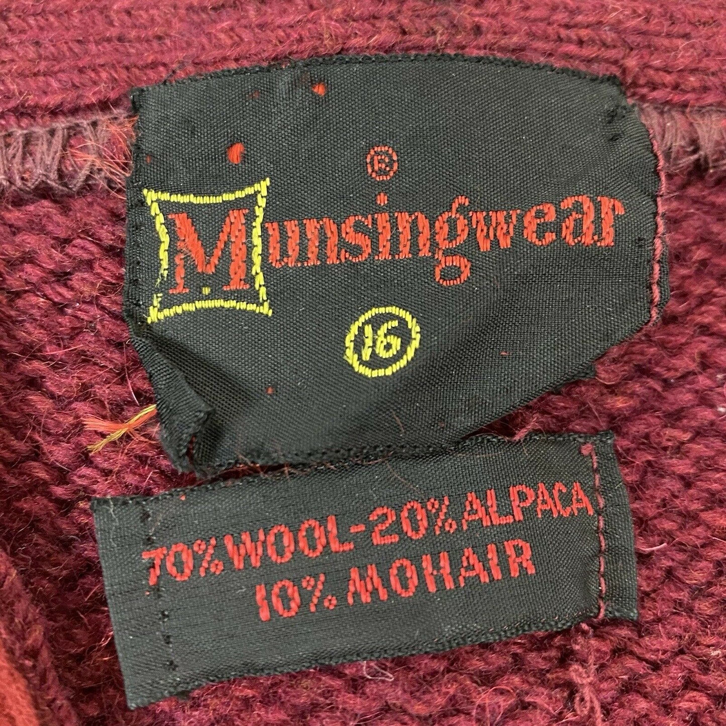 1960s Munsingwear Mohair Sweater, Size Small, Leather Lace Up, Fuzzy Sweater, Distressed