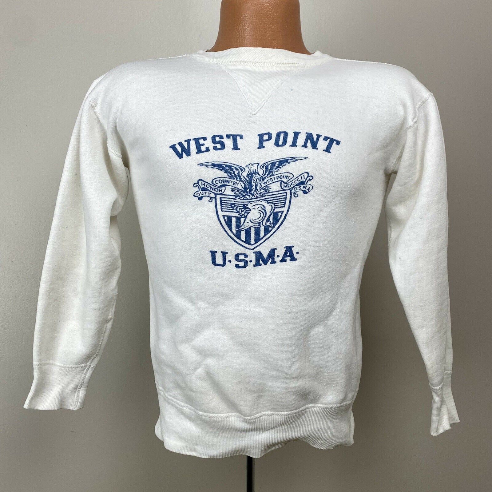 1940s West Point USMA Sweatshirt, Size Small, Single V 40s/50s