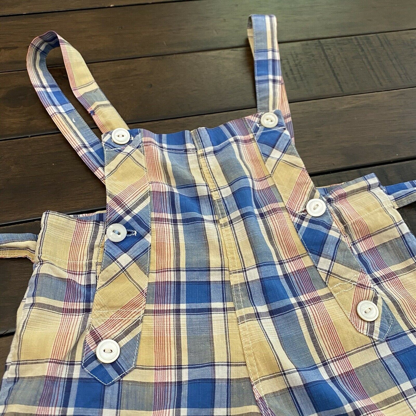 1940s Plaid Overall Playsuit, Mason Line Size 3T, Sunsuit, Romper