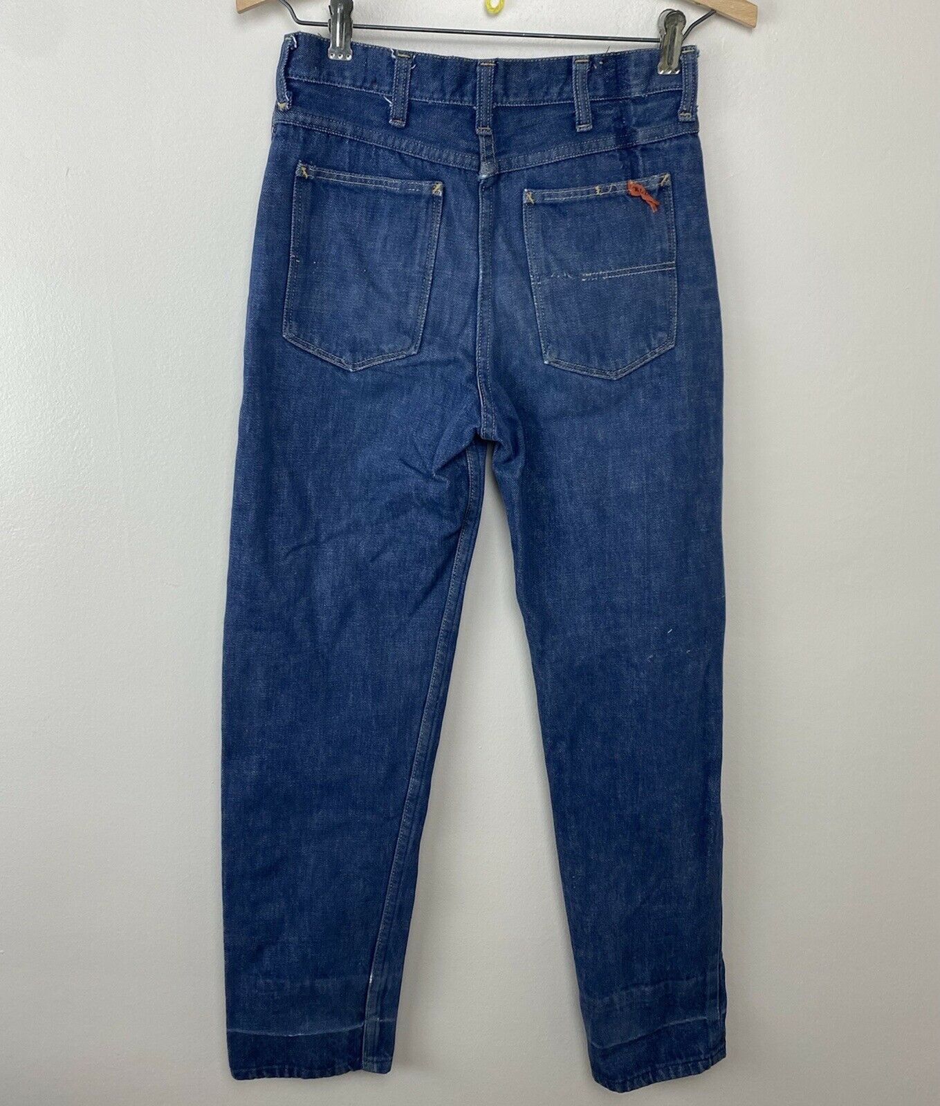 1950s Foremost Selvage Denim Blue Jeans, 26x27.5, JC Penney, Old Mend