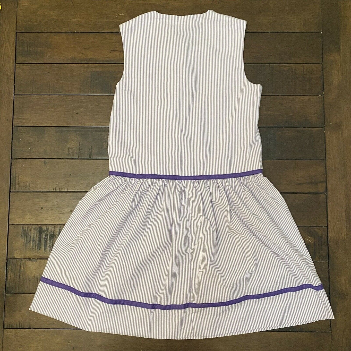 1970/80s Youngland Purple Seersucker Dress, Girls Size 12, Flower Appliqué