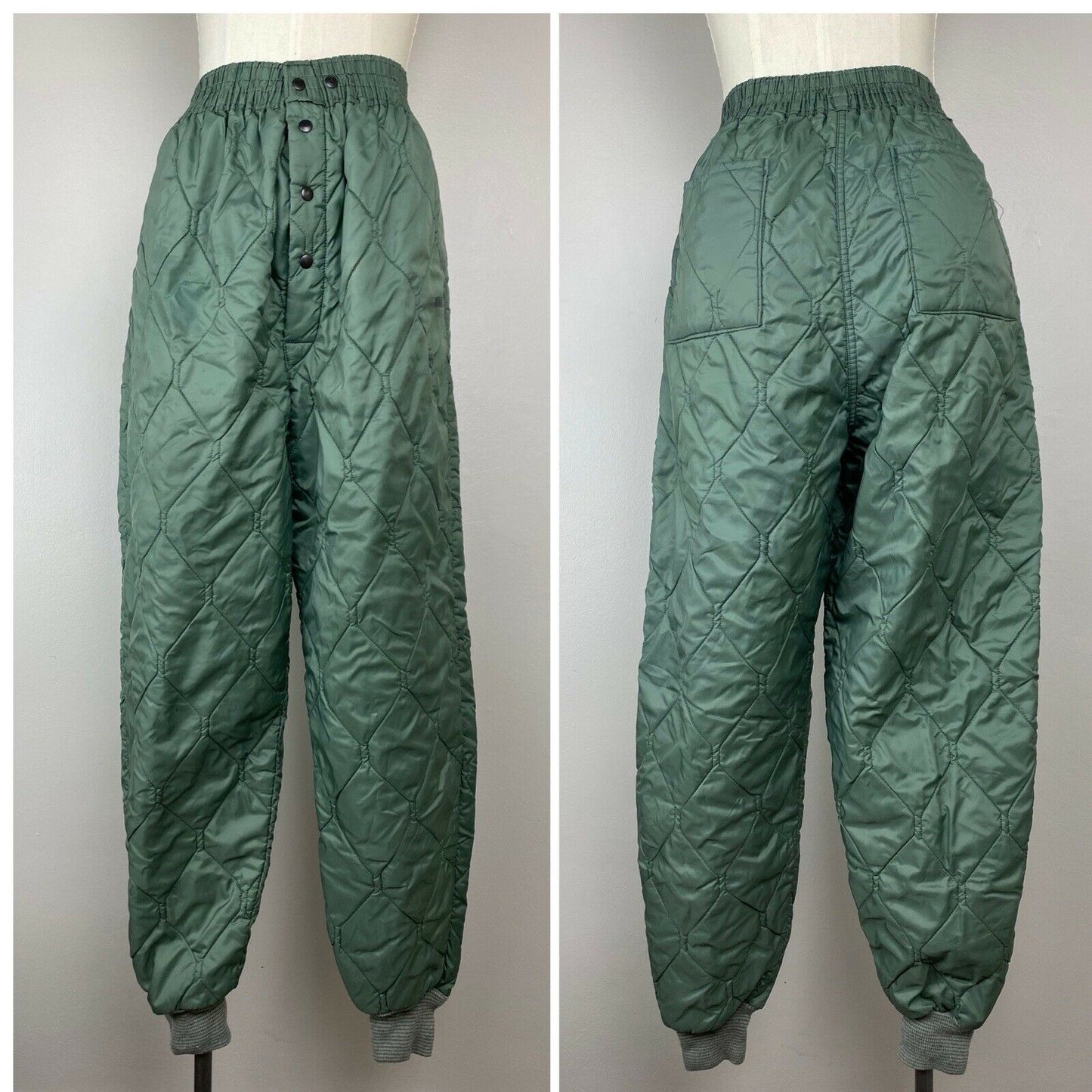 1960s USAF Quilted Liner Pants, Size Medium, 24-34” Waist, Insulated Trousers, Carter Industries