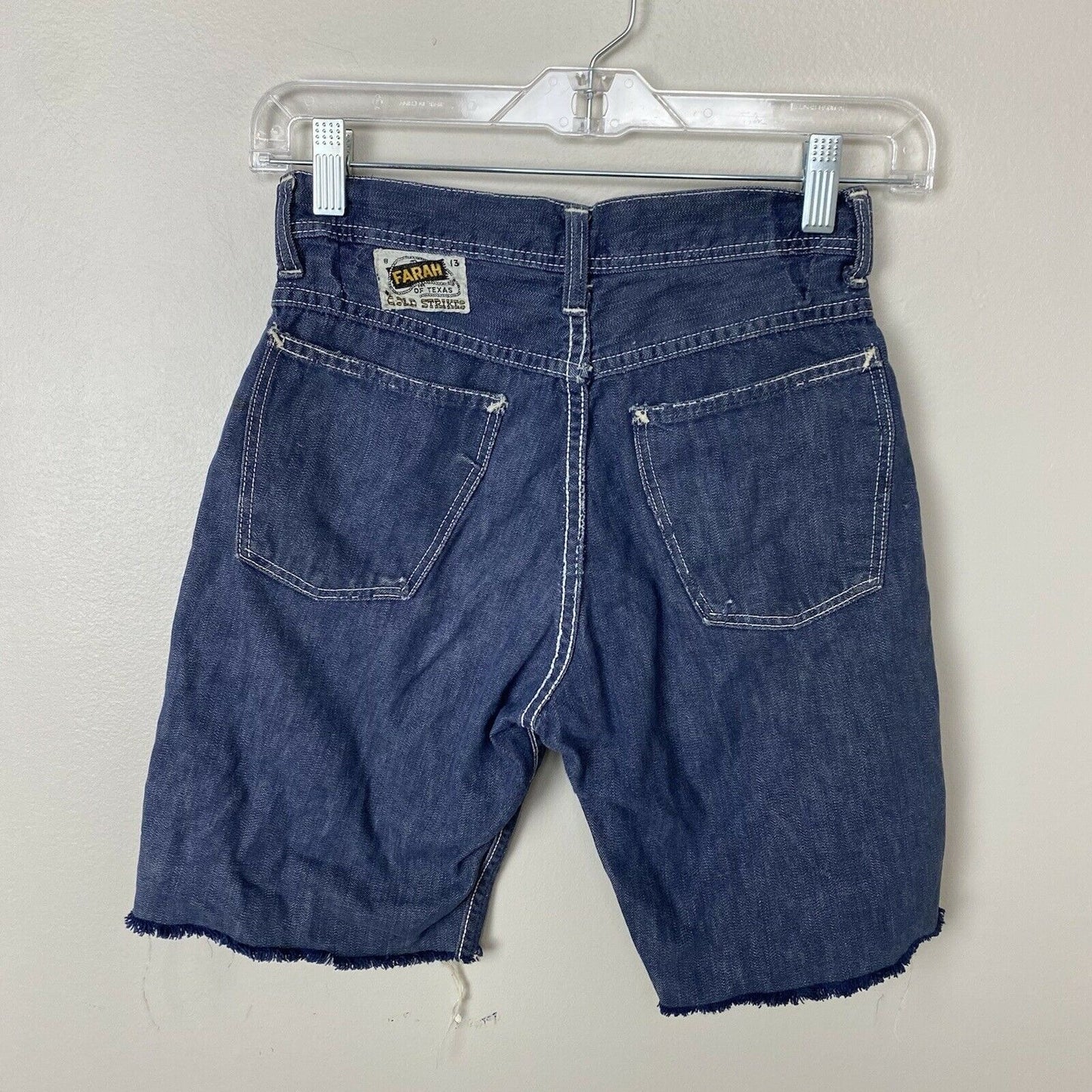 1950s Blue Jean Cut Off Shorts, Farah of Texas Gold Strikes, Size XS, 24” Waist