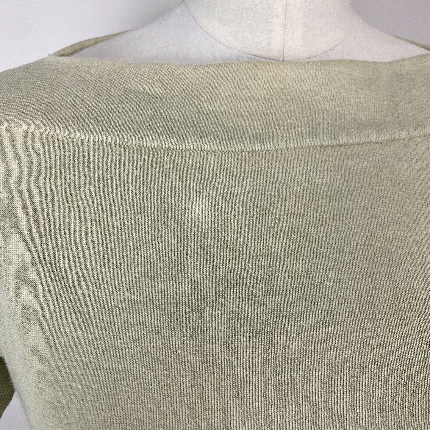 1960s Healthknit Boat Neck Sweatshirt, Sage Green with Fades, 3/4 Sleeves