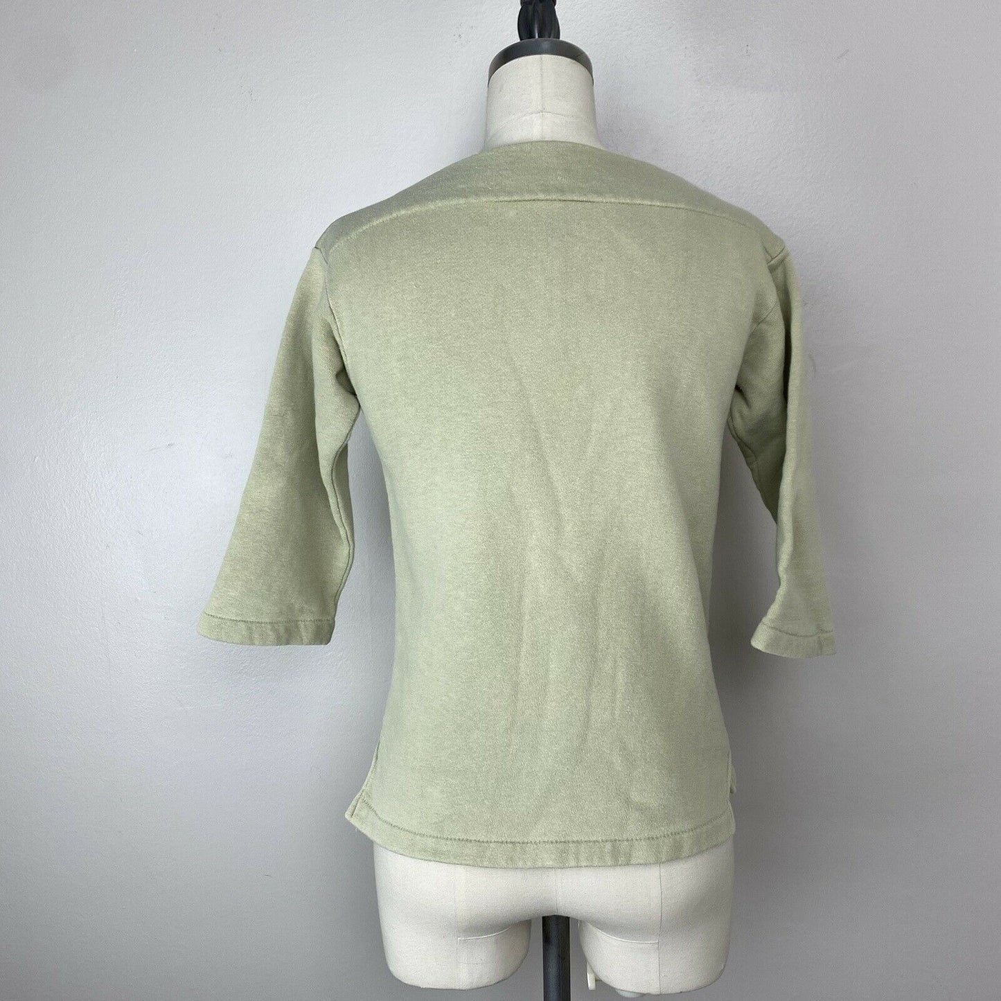 1960s Healthknit Boat Neck Sweatshirt, Sage Green with Fades, 3/4 Sleeves