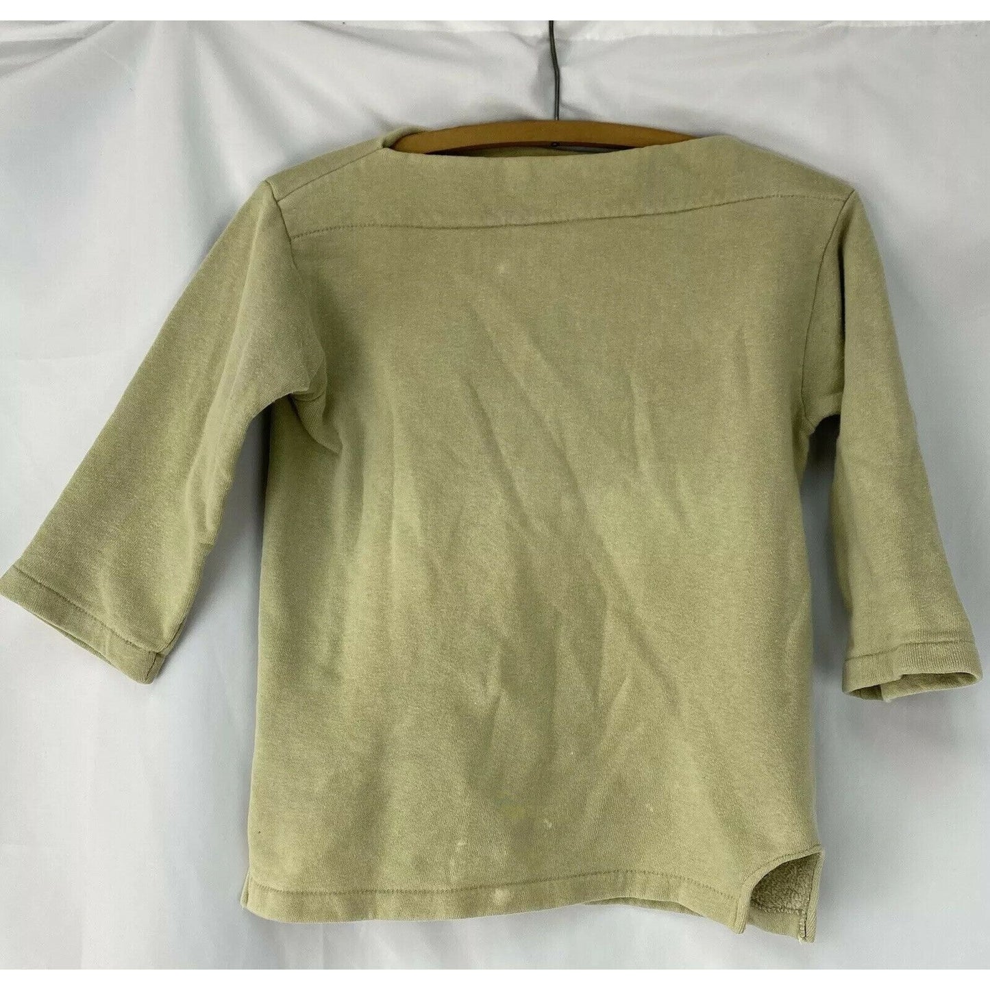 1960s Healthknit Boat Neck Sweatshirt, Sage Green with Fades, 3/4 Sleeves