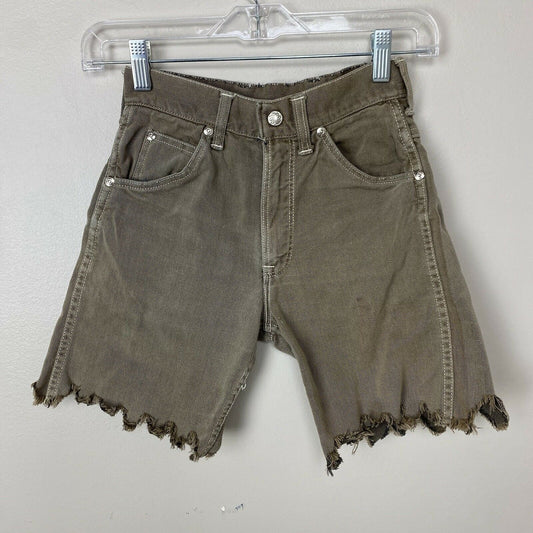 Vintage 1950s Circle S Cut Off Jeans Shorts, Brown Denim, Size XS, 24.5” Waist, Sears Roebuck