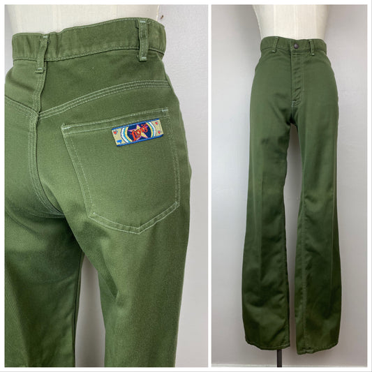 1960s/70s Levi’s “Army Green” Pants, Big E, Size Small, 25.5"x34"