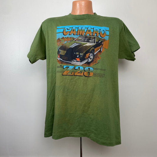 1990s Camaro Z28 T-Shirt, Size Large, Army Green, Lots of Fading