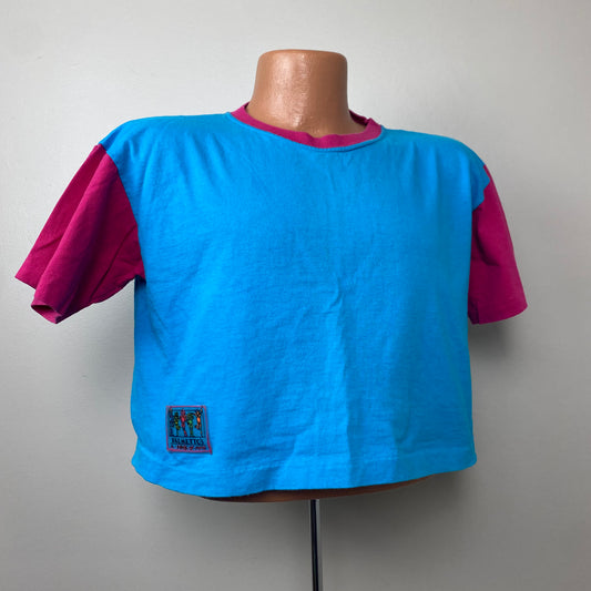 1980s/90s Color Block Cropped T-Shirt, Palmetto’s Size Medium