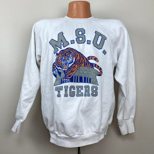 1980s MSU Tigers Basketball Sweatshirt, Signal Size Large, Memphis State University Mid South Coliseum