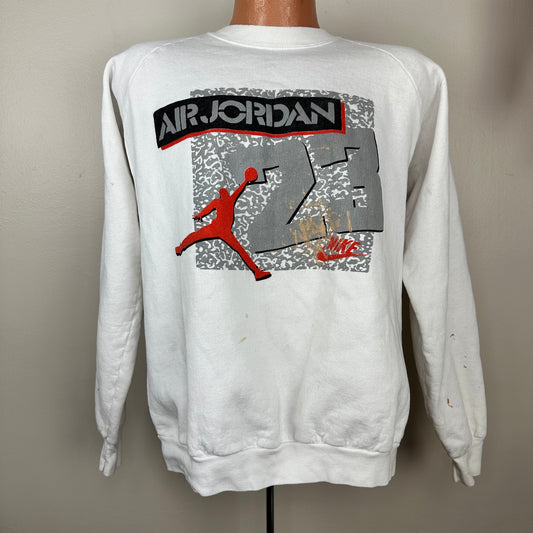 1990s Nike Air Jordan Sweatshirt, Size XL, Distressed, Paint Splatters